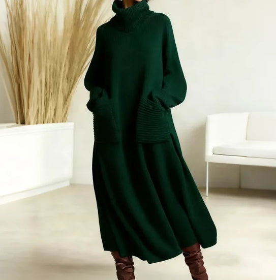 Women's Solid Color High-Neck Long-Sleeve