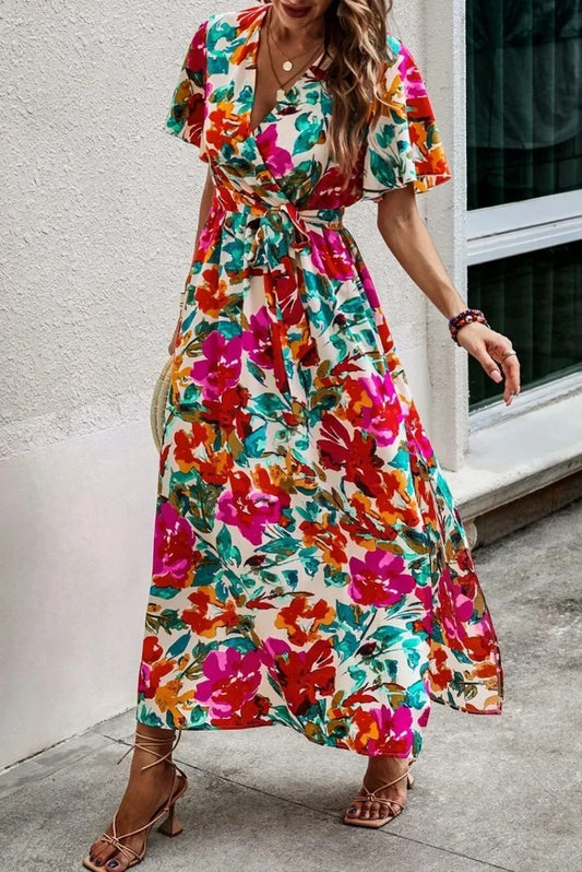 Curvy Chic V-Neck Belted Dress