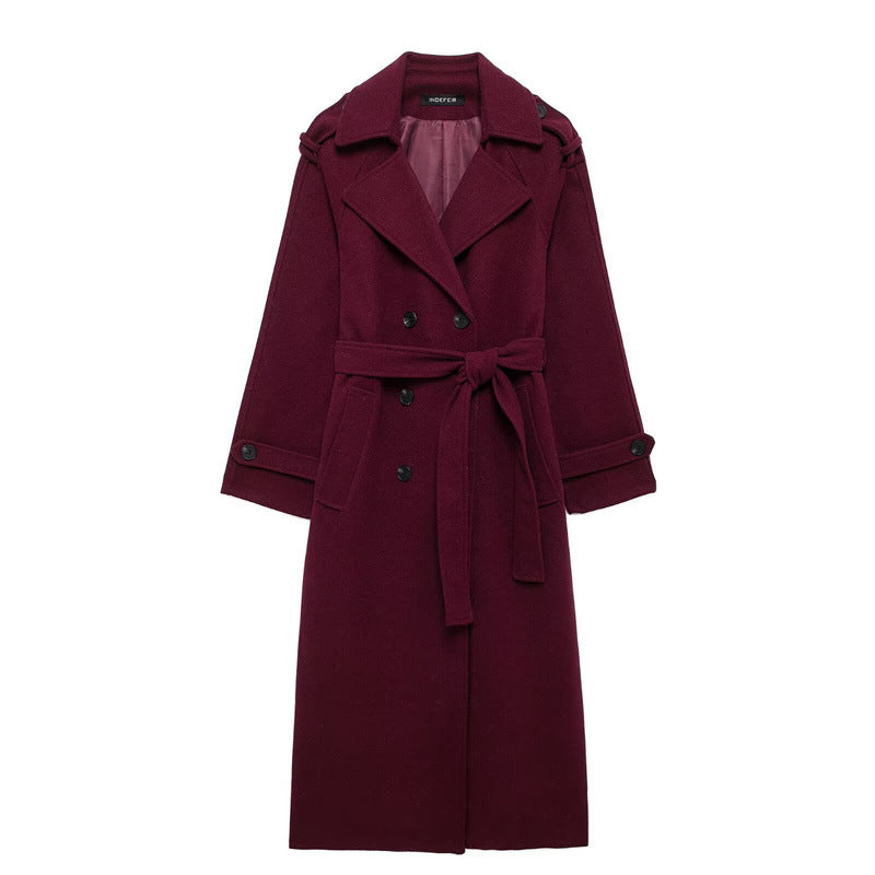 Women Double style Long Wool Coat