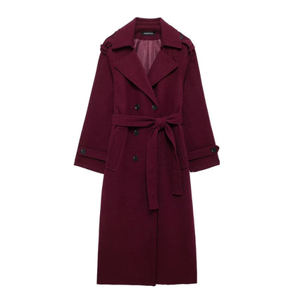Women Double style Long Wool Coat