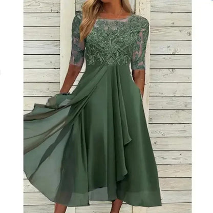 Elegant Gradient Colorblock Midi Dress