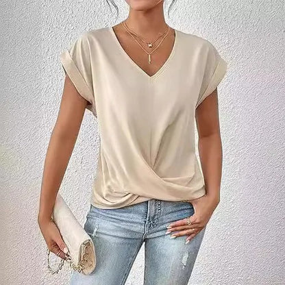 Irregular Knot V-Neck Tee