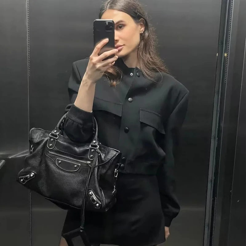 Cropped Bomber Aviator Jacket Women