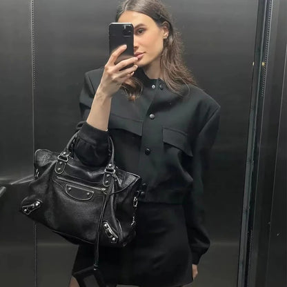Cropped Bomber Aviator Jacket Women