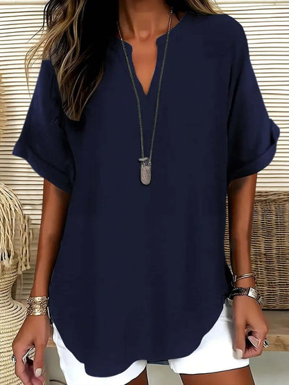 Summer Loose Solid Color Women's Casual Shirt Rich Allure