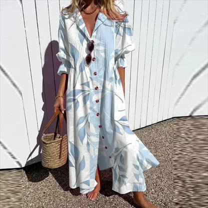 V-neck Bohemian Shirt Dress