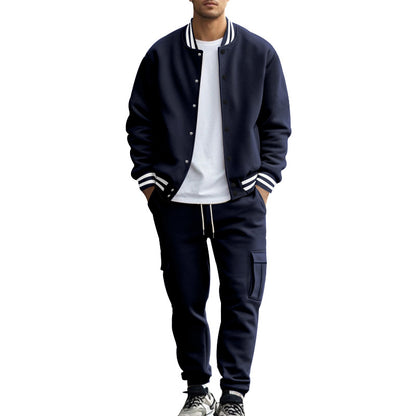 Stand Collar Fleece-Lined Baseball Sports Suit for Men