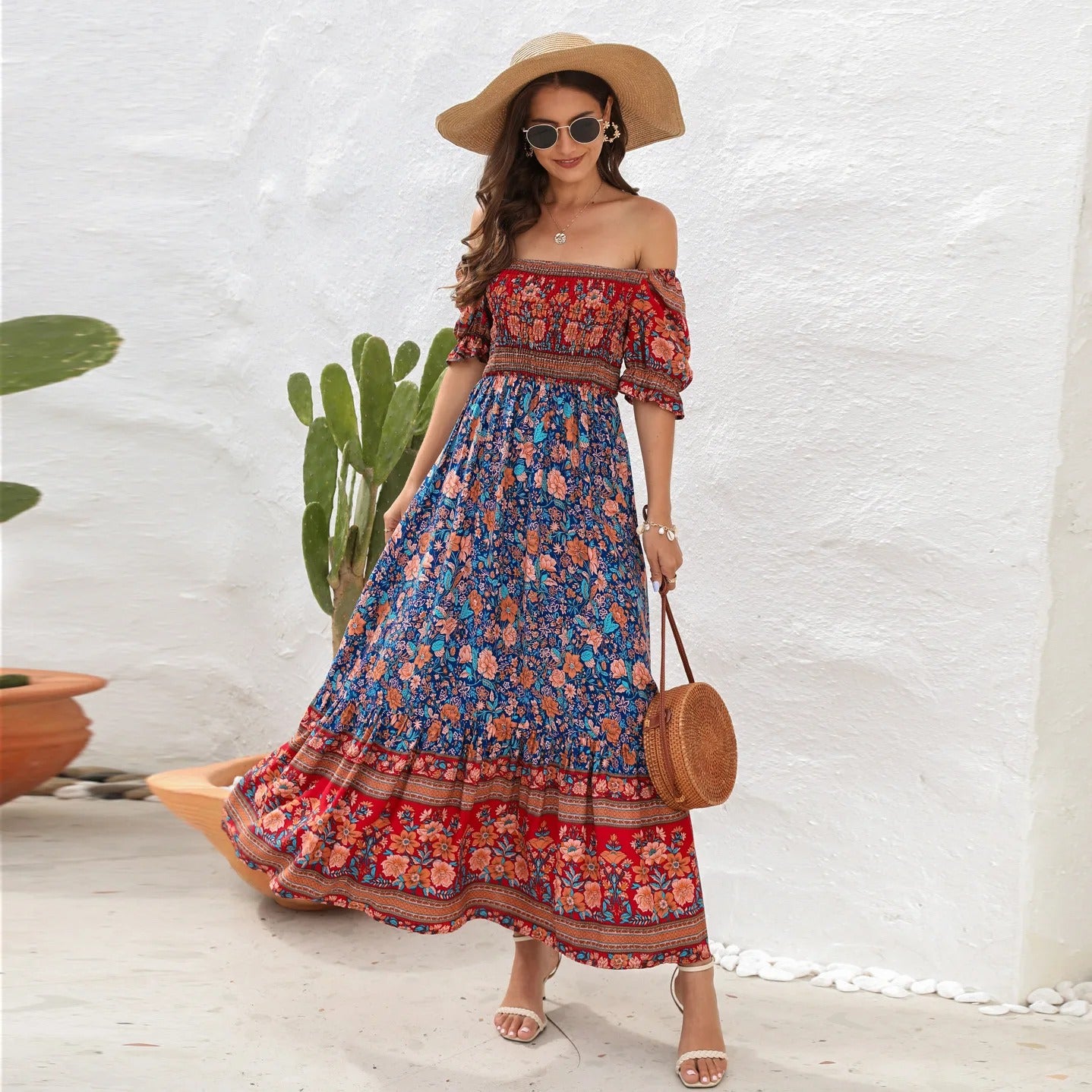 Sunlit Garden Pleated Boho Sundress