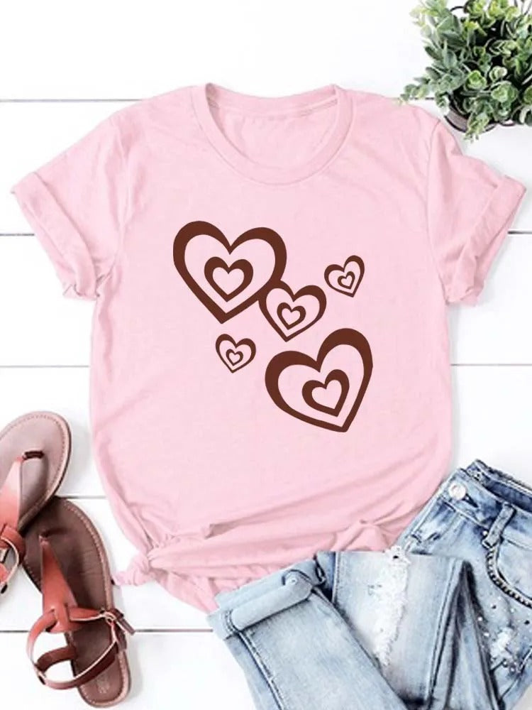 Funny Leopard Heart Print T-Shirt