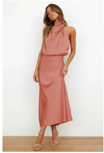 Chic Satin Sequin Evening Dress