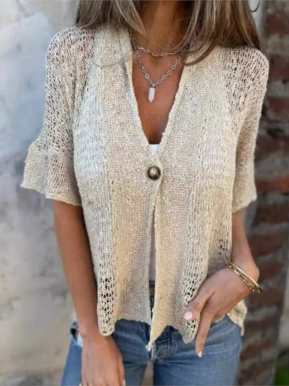 Hollow Out V-Neck Cardigan Top
