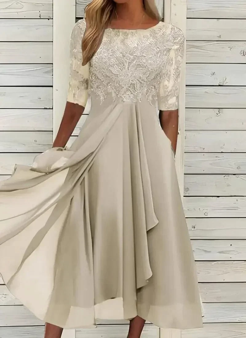 Elegant Gradient Colorblock Midi Dress
