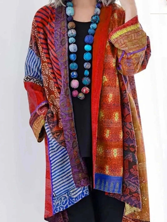 Tribal Print Oversized Y2K Cardigan for Women