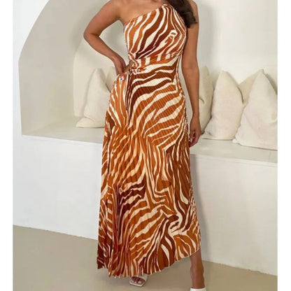 Boho Glam One-Shoulder Maxi Dress