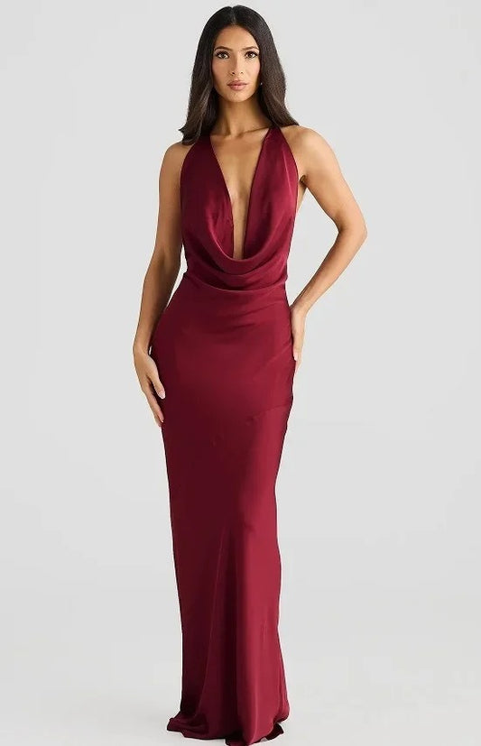 Sexy Sleeveless Silk Slim-Fit Gown