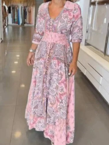 Boho Bloom V-Neck Maxi Dress