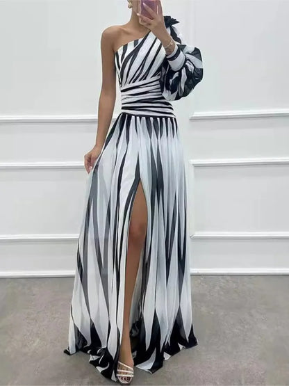 Elegant Strapless Slit Dinner Dress