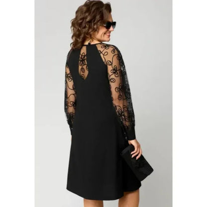 Elegant Black Lace Patchwork Party Dress