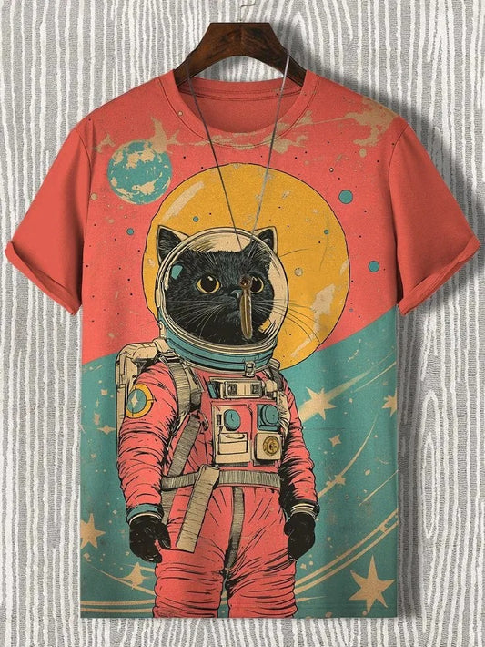 Funny Cat Print Men's T Shirt