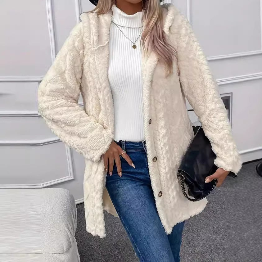 Long Jacket Winter Solid Color Long Sleeve Coat