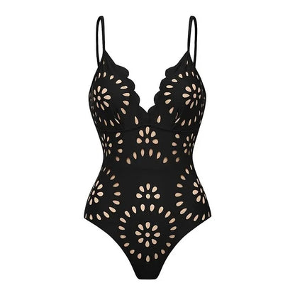 Flaxmaker Floral Hollow Swimsuit