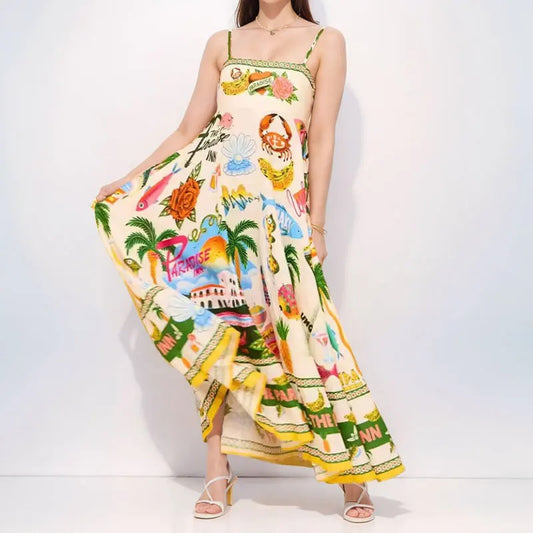 Colorful Elegance Halter Swing Dress
