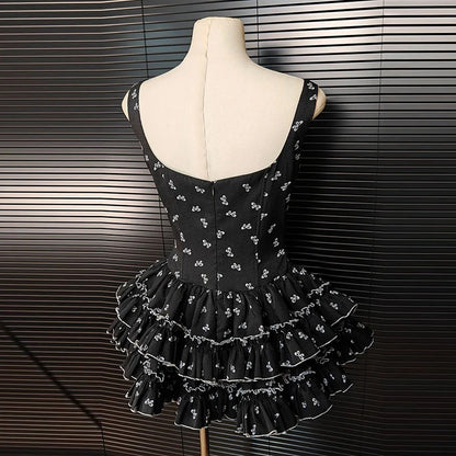 Chic Ruffle Print A-Line Mini Dress