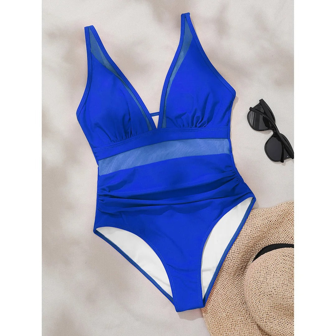 Sheer V-Neck One-Piece