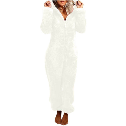 Furry Jumpsuit Hooded Pajamas