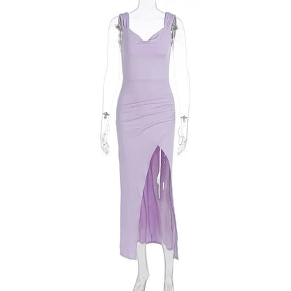 Backless Slit Empire Waist Dress