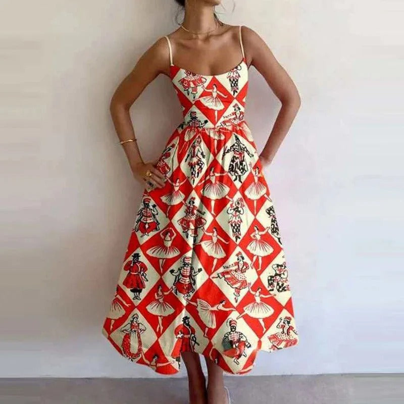 Fish & Shrimp Print Maxi Dress