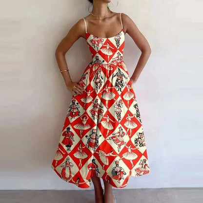 Fish & Shrimp Print Maxi Dress