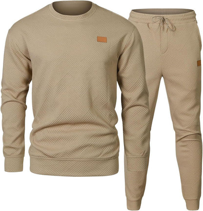 Men Round Neck Jacquard Sweater Set