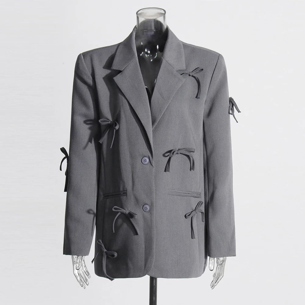 Bowknot Patchwork Blazer for Women