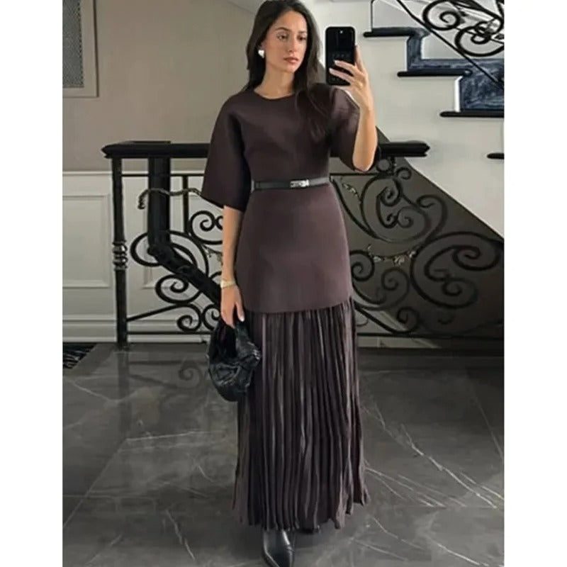 Elegant Pleated Tulle Patchwork Dress