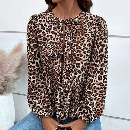 Bow Tie Puff Sleeve Blouse