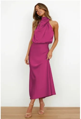Chic Satin Sequin Evening Dress