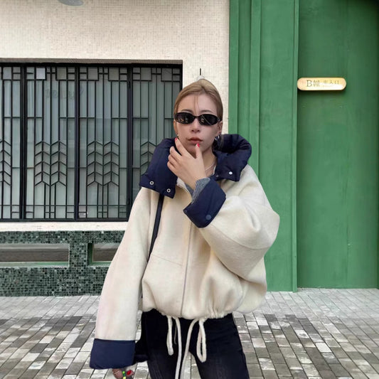 Women's Metal Buckle Cropped Coat Top