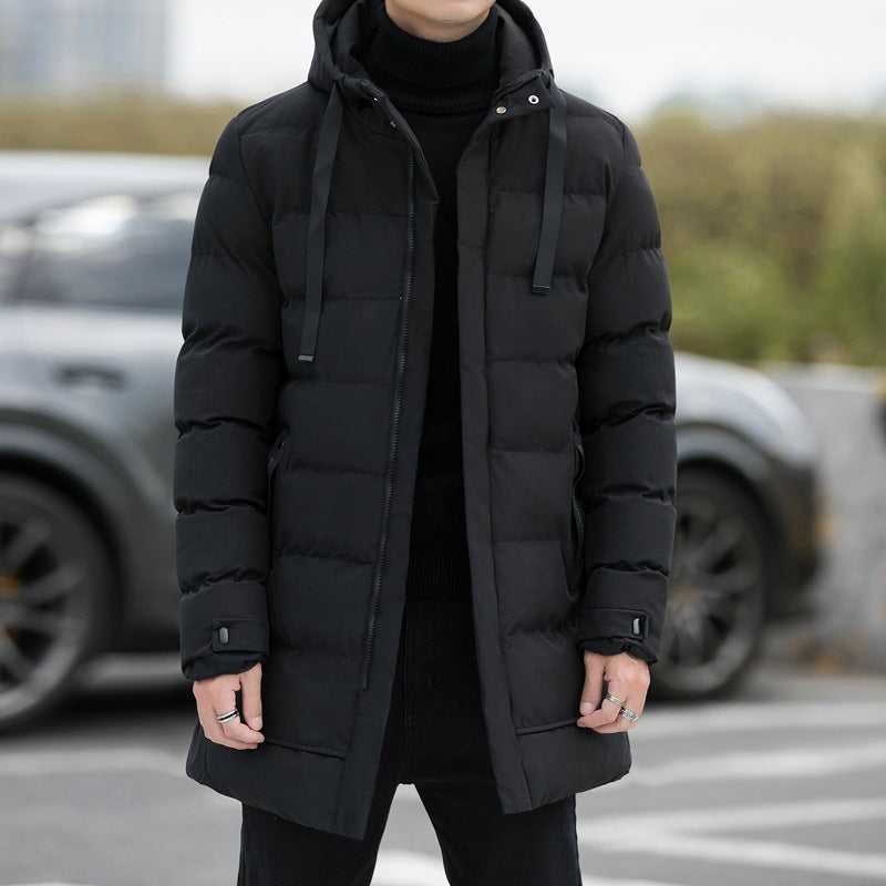 Men’s Long Hooded Winter Windproof Jacket