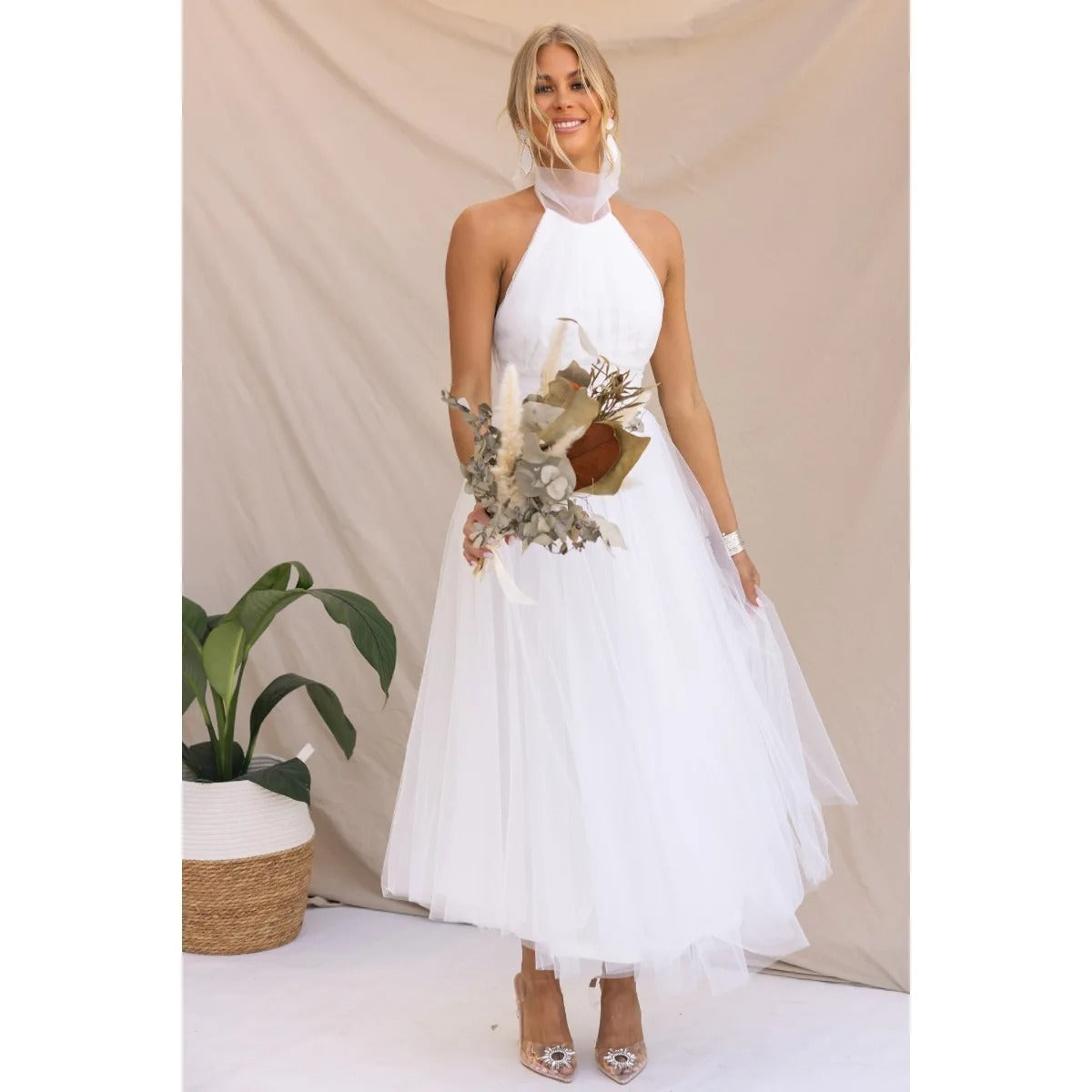 Chiffon Halter Neck Dress