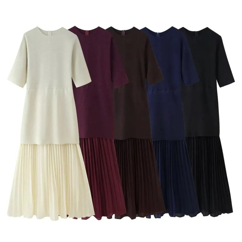 Elegant Pleated Tulle Patchwork Dress