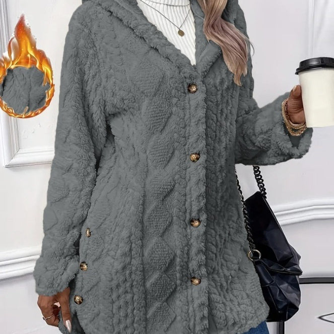 Long Jacket Winter Solid Color Long Sleeve Coat