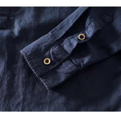 Linen Stand Collar Shirt