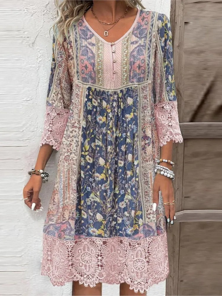 Vintage Lace V-Neck Elegant Dress