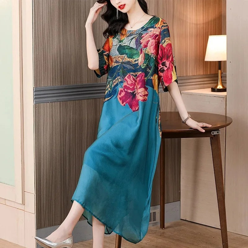Elegant Mulberry Silk Maxi Dress