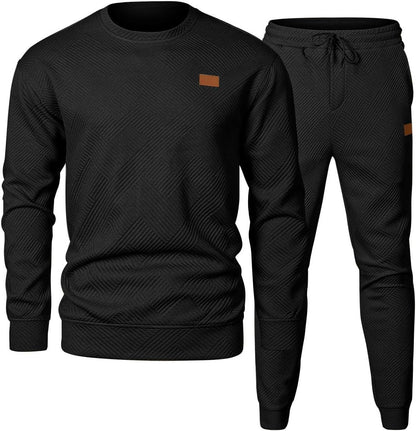 Men Round Neck Jacquard Sweater Set