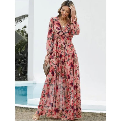 Chic Boho Ruffle Maxi Dress