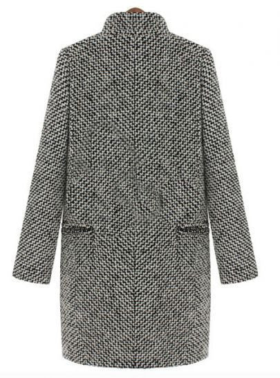 Women’s Elegant Long Houndstooth Coat