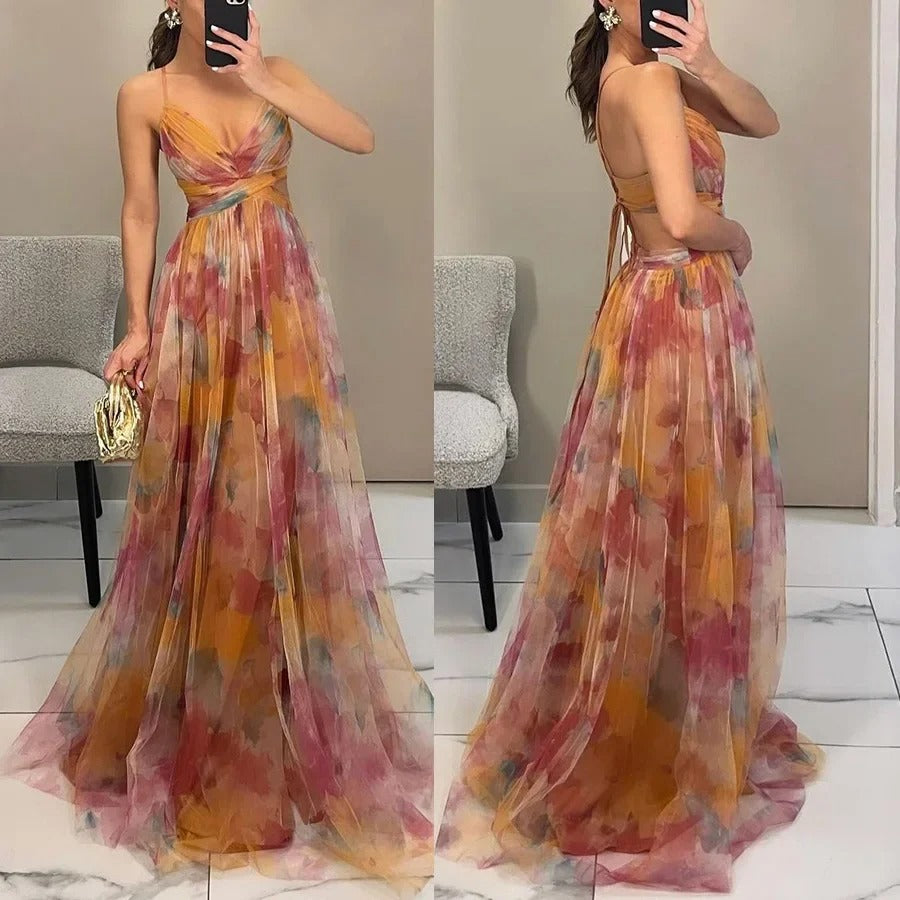 Women's Mesh Print Slim Dress