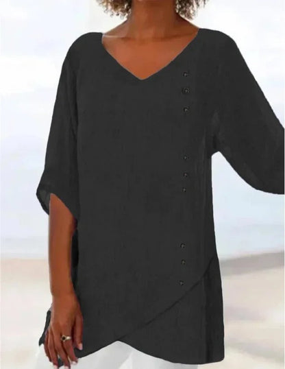 Blue Cotton V-Neck